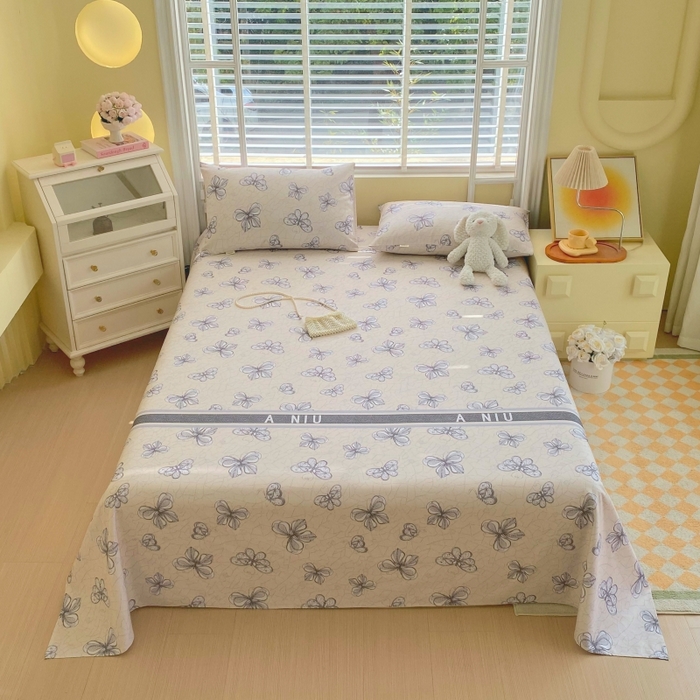 91家纺网 家纺一手货源 找家纺 慕尚家纺 2025新款全棉纯棉老粗布花卉床单款凉席席子 约定