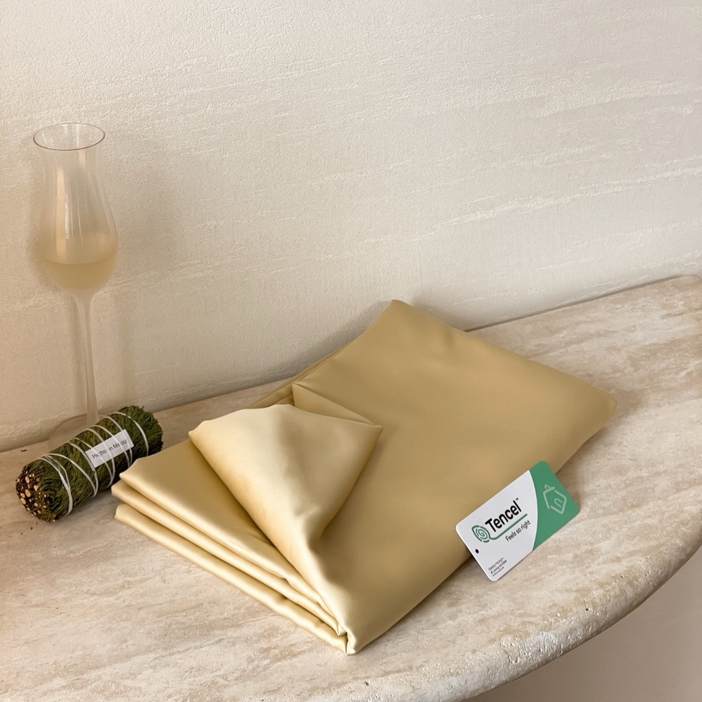 91家纺网 家纺一手货源 找家纺 禾时 2025新款纯色双拼兰精天丝单品系列-单床单 床单单件 香槟金