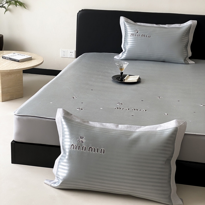 91家纺网 家纺一手货源 找家纺 （总）由有家居 2025新款轻奢7A高精密抗菌可水洗色织提花进口刺绣冰丝凉席-森恋