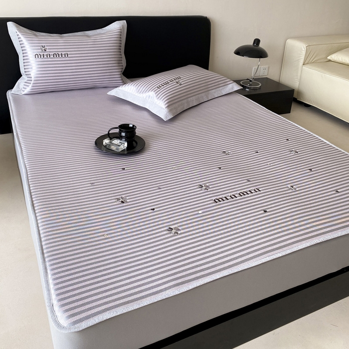 91家纺网 家纺一手货源 找家纺 由有家居 2025新款轻奢7A高精密抗菌可水洗色织提花进口刺绣冰丝凉席-森恋 森恋-粉