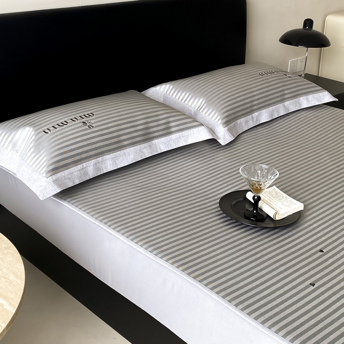 91家纺网 家纺一手货源 找家纺 由有家居 2025新款轻奢7A高精密抗菌可水洗色织提花进口刺绣冰丝凉席-森恋 森恋-咖