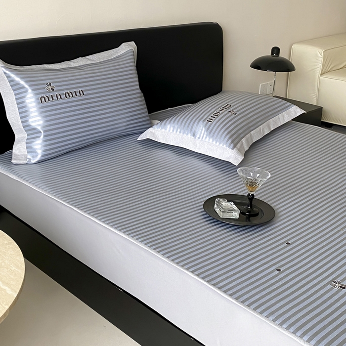 91家纺网 家纺一手货源 找家纺 由有家居 2025新款轻奢7A高精密抗菌可水洗色织提花进口刺绣冰丝凉席-森恋 森恋-蓝