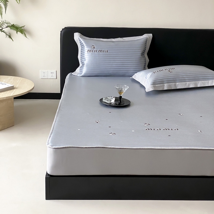 91家纺网 家纺一手货源 找家纺 由有家居 2025新款轻奢7A高精密抗菌可水洗色织提花进口刺绣冰丝凉席-森恋 森恋-蓝