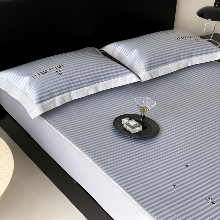 91家纺网 家纺一手货源 找家纺 由有家居 2025新款轻奢7A高精密抗菌可水洗色织提花进口刺绣冰丝凉席-森恋 森恋-蓝