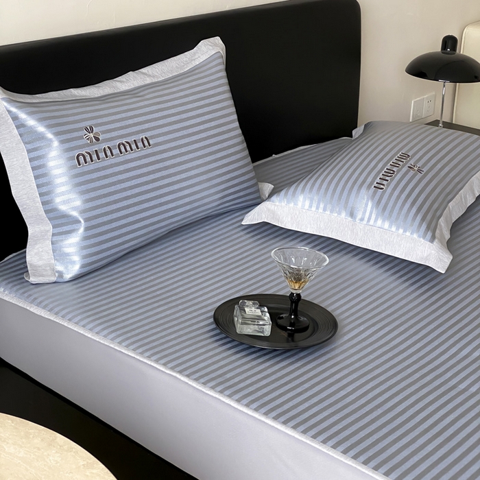 91家纺网 家纺一手货源 找家纺 由有家居 2025新款轻奢7A高精密抗菌可水洗色织提花进口刺绣冰丝凉席-森恋 森恋-蓝