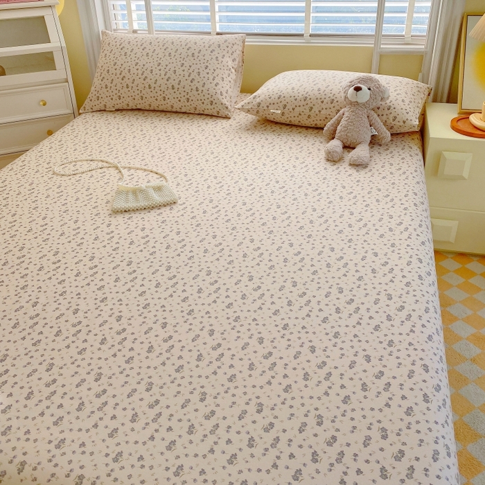 91家纺网 家纺一手货源 找家纺 慕尚家纺 2025新款全棉纯棉老粗布花卉床单款凉席席子 紫韵