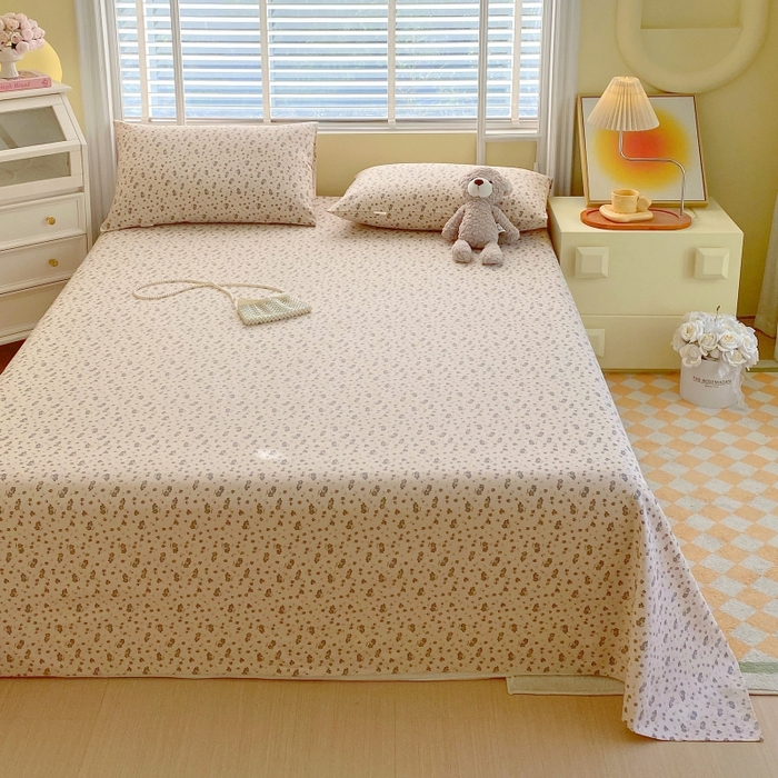 91家纺网 家纺一手货源 找家纺 慕尚家纺 2025新款全棉纯棉老粗布花卉床单款凉席席子 紫韵