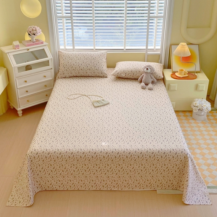 91家纺网 家纺一手货源 找家纺 慕尚家纺 2025新款全棉纯棉老粗布花卉床单款凉席席子 紫韵