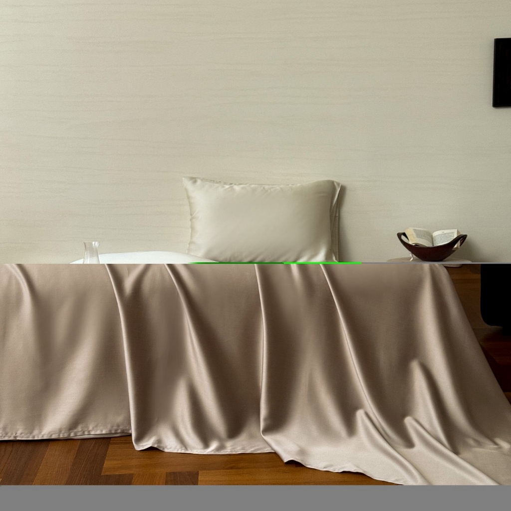 91家纺网 家纺一手货源 找家纺 禾时 2025新款纯色双拼兰精天丝单品系列-单床单 床单单件 芋泥灰