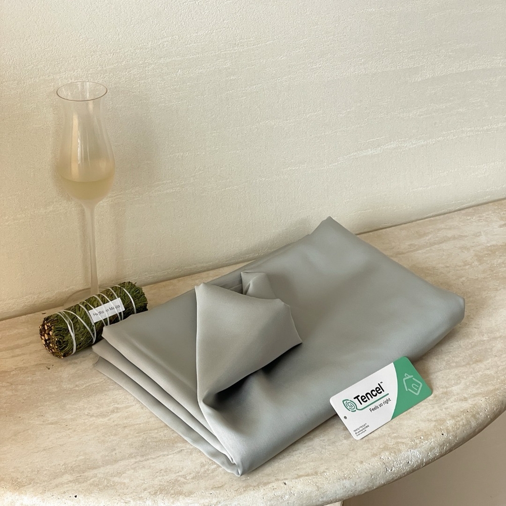 91家纺网 家纺一手货源 找家纺 禾时 2025新款纯色双拼兰精天丝单品系列-单床单 床单单件 云纱灰