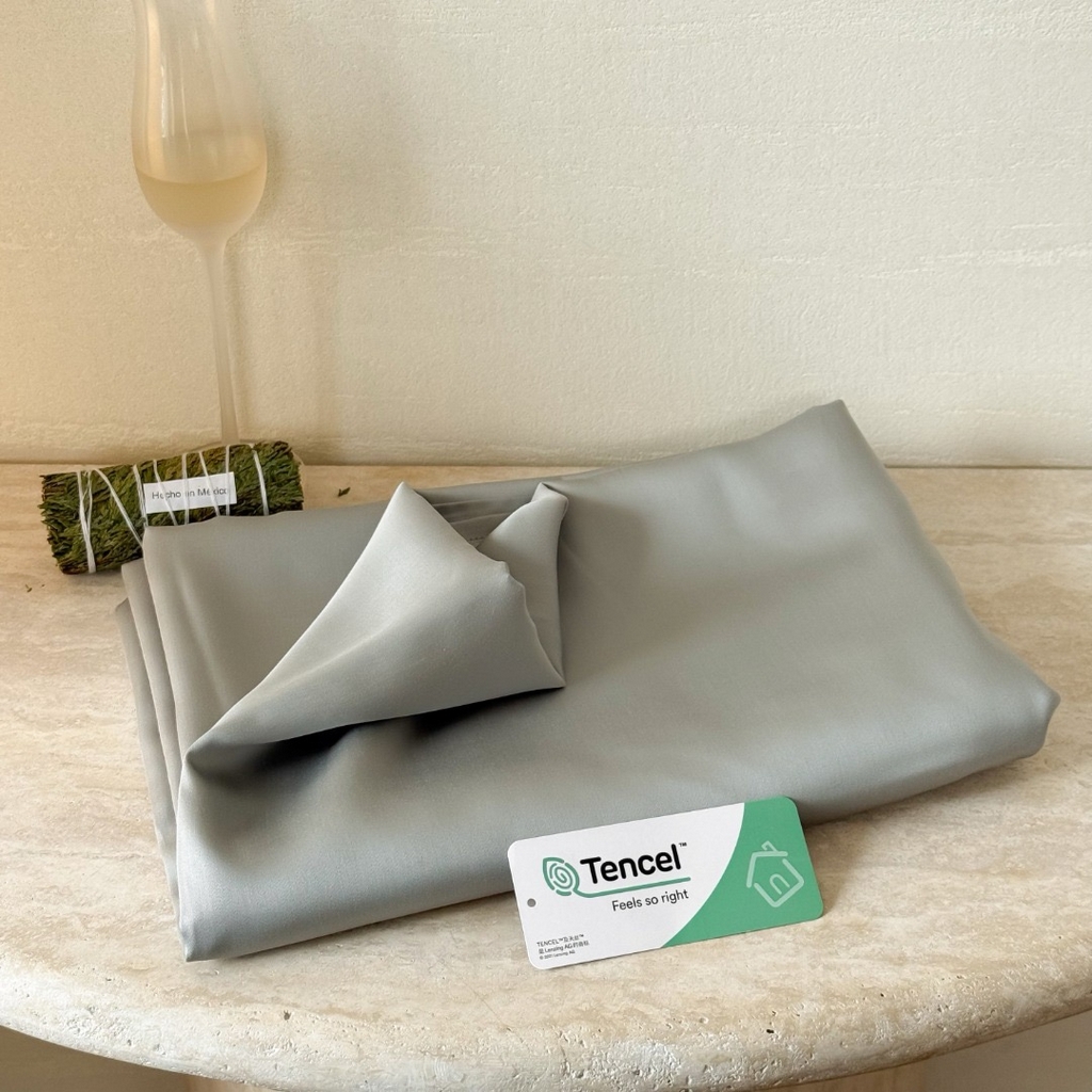 91家纺网 家纺一手货源 找家纺 禾时 2025新款纯色双拼兰精天丝单品系列-单床单 床单单件 云纱灰