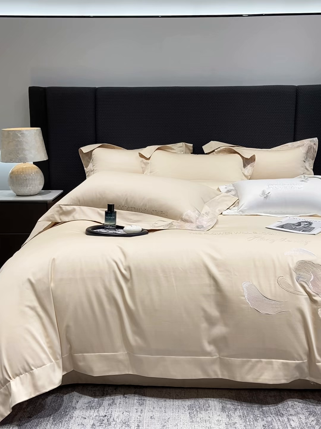 91家纺网 家纺一手货源 找家纺 星蕴家纺 2025新款澳棉纯棉正宗长绒棉刺绣四件套-绽放 绽放 麦穗金