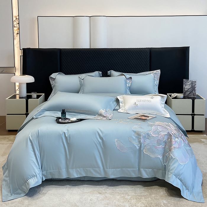 91家纺网 家纺一手货源 找家纺 星蕴家纺 2025新款澳棉纯棉正宗长绒棉刺绣四件套-绽放 绽放 幸运兰