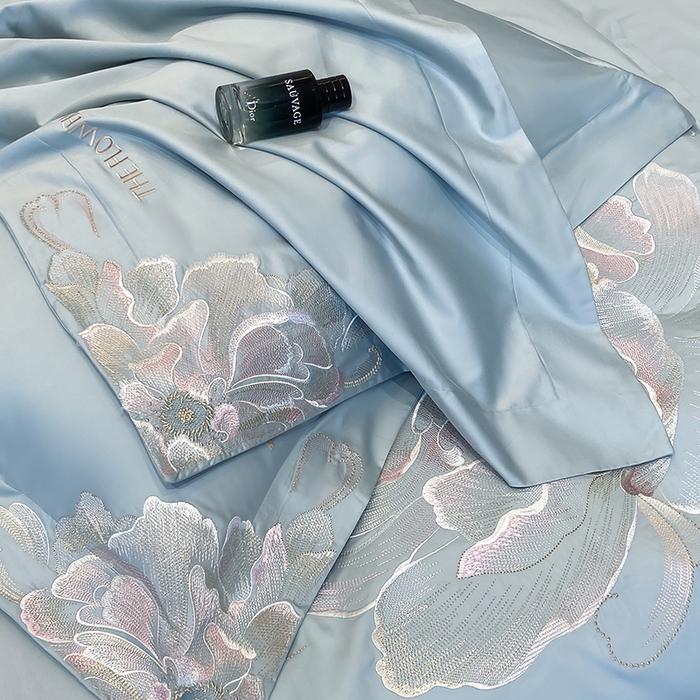 91家纺网 家纺一手货源 找家纺 星蕴家纺 2025新款澳棉纯棉正宗长绒棉刺绣四件套-绽放 绽放 幸运兰