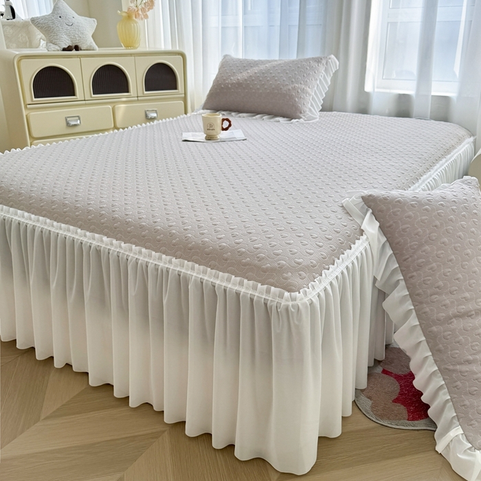 91家纺网 家纺一手货源 找家纺 怡源梦 2025新款A类高分子凉感席床裙床笠二合一席子-心动系列 香槟金