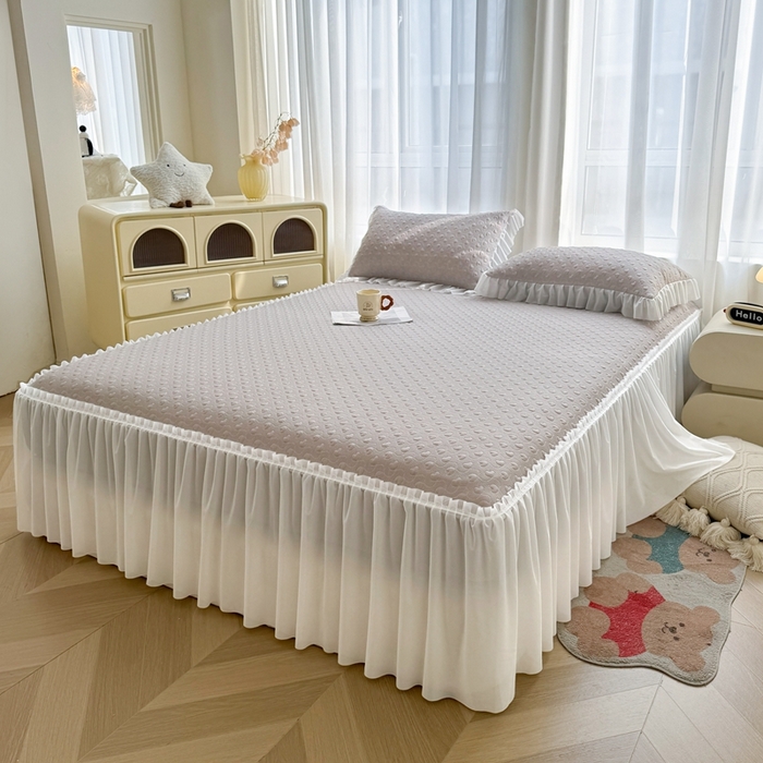 91家纺网 家纺一手货源 找家纺 怡源梦 2025新款A类高分子凉感席床裙床笠二合一席子-心动系列 香槟金