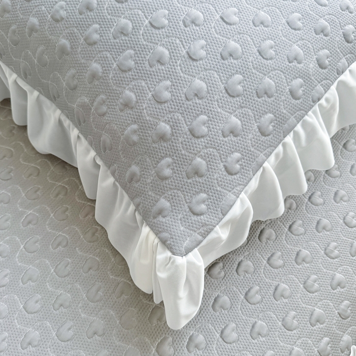 91家纺网 家纺一手货源 找家纺 怡源梦 2025新款A类高分子凉感席床裙床笠二合一席子-心动系列 灰色