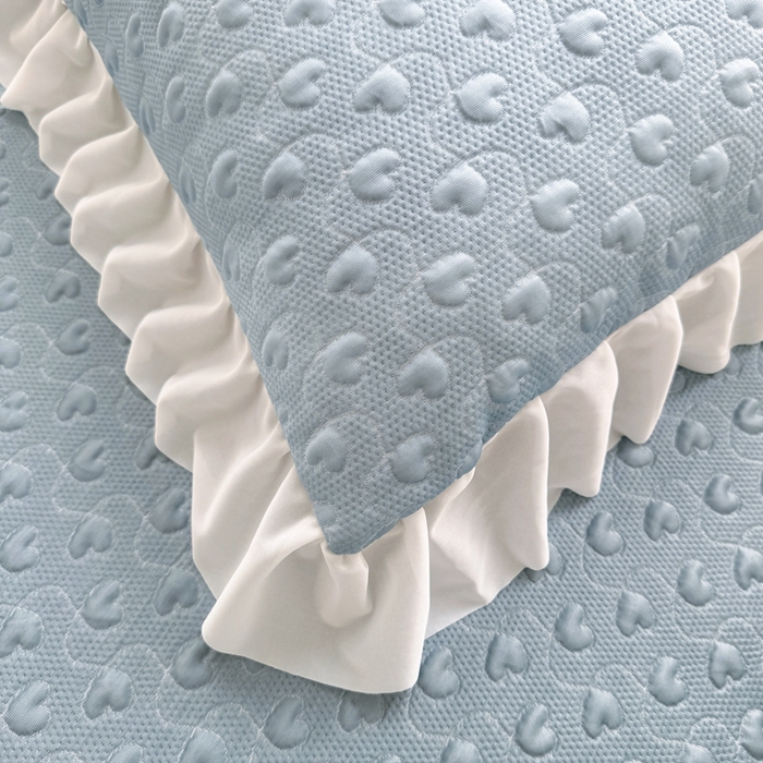 91家纺网 家纺一手货源 找家纺 怡源梦 2025新款A类高分子凉感席床裙床笠二合一席子-心动系列 兰色