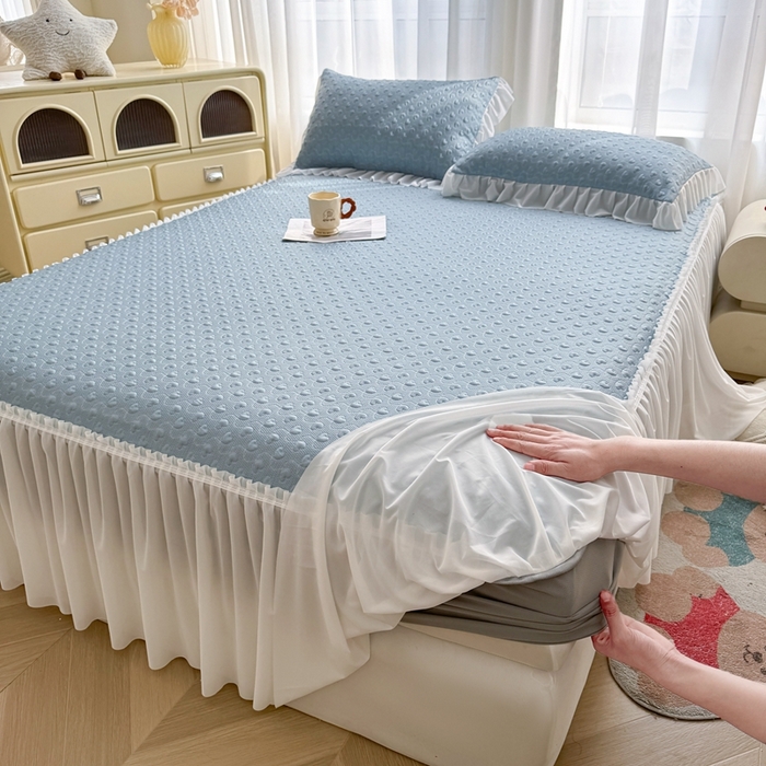 怡源梦 2025新款A类高分子凉感席床裙床笠二合一席子-心动系列 兰色