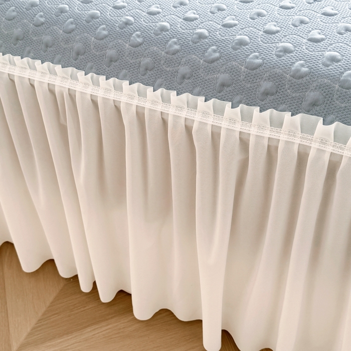 91家纺网 家纺一手货源 找家纺 怡源梦 2025新款A类高分子凉感席床裙床笠二合一席子-心动系列 兰色