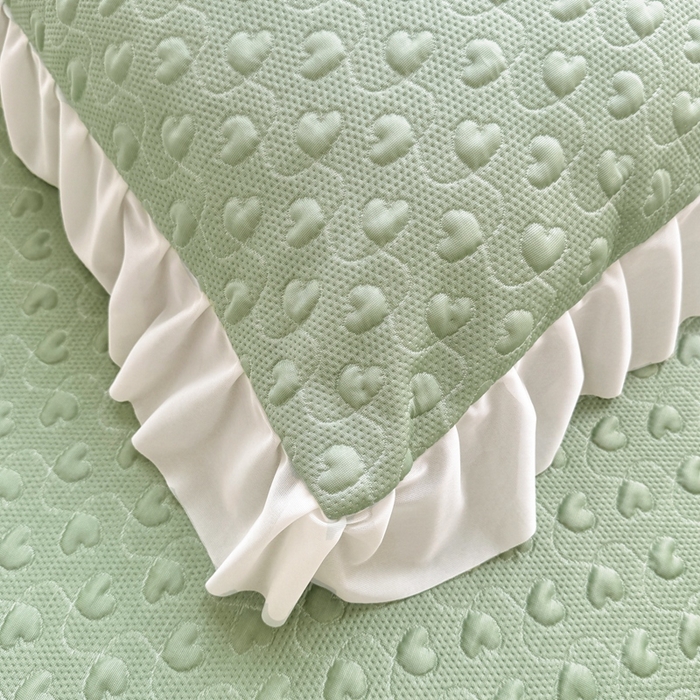 91家纺网 家纺一手货源 找家纺 怡源梦 2025新款A类高分子凉感席床裙床笠二合一席子-心动系列 绿色