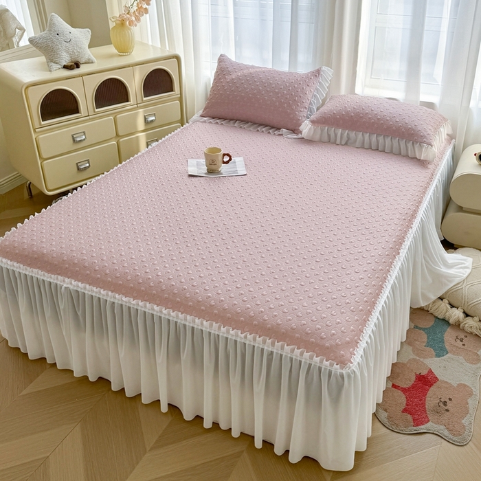 91家纺网 家纺一手货源 找家纺 （总）怡源梦 2025新款A类高分子凉感席床裙床笠二合一席子-心动系列