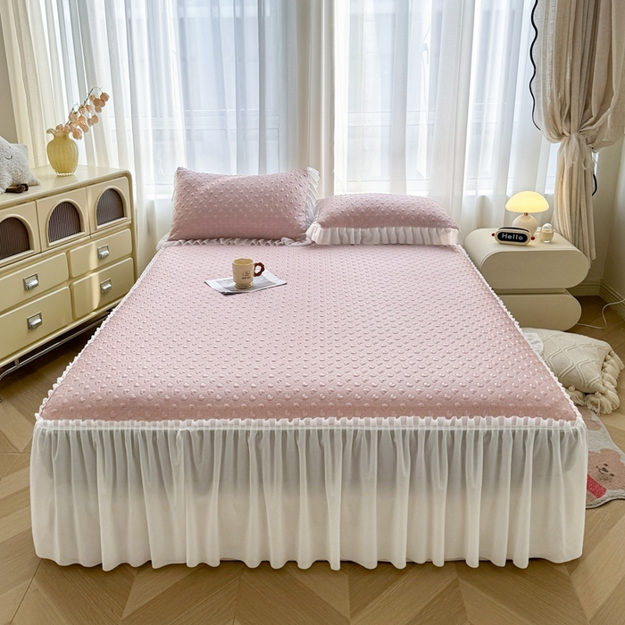 91家纺网 家纺一手货源 找家纺 （总）怡源梦 2025新款A类高分子凉感席床裙床笠二合一席子-心动系列