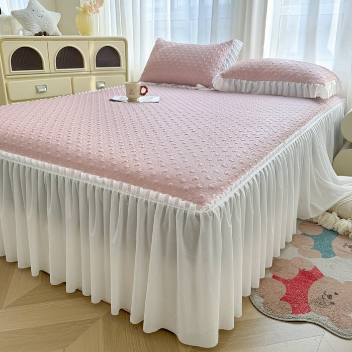 91家纺网 家纺一手货源 找家纺 （总）怡源梦 2025新款A类高分子凉感席床裙床笠二合一席子-心动系列