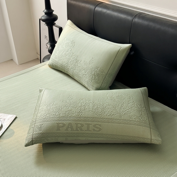 91家纺网 家纺一手货源 找家纺 怡源梦 2025新款A类高分子凉感席席子-巴黎世家系列 巴黎世家 绿色