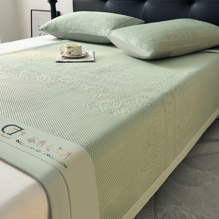 91家纺网 家纺一手货源 找家纺 怡源梦 2025新款A类高分子凉感席席子-巴黎世家系列 巴黎世家 绿色