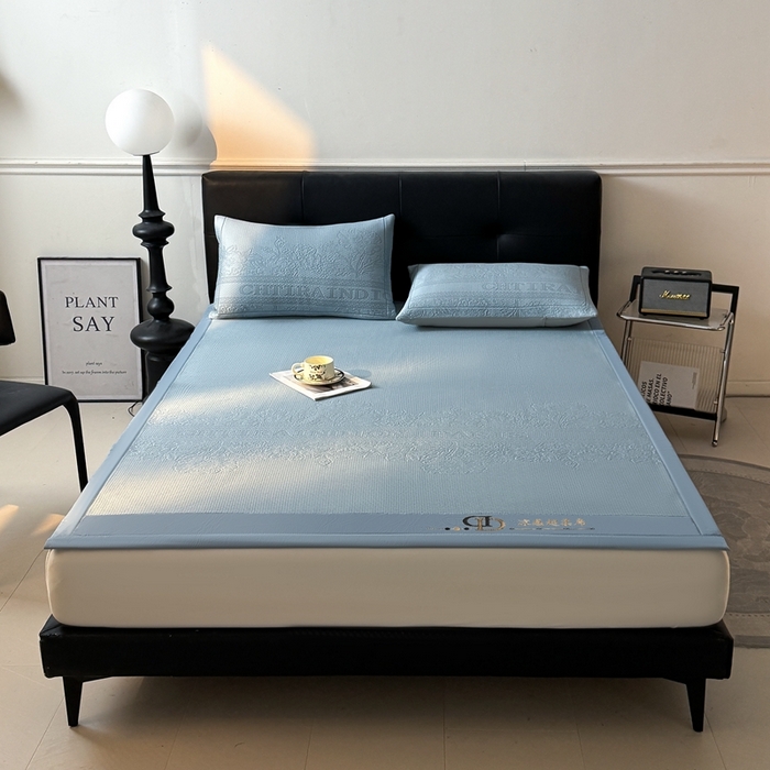 91家纺网 家纺一手货源 找家纺 怡源梦 2025新款A类高分子凉感席席子-巴黎世家系列 巴黎世家 兰色