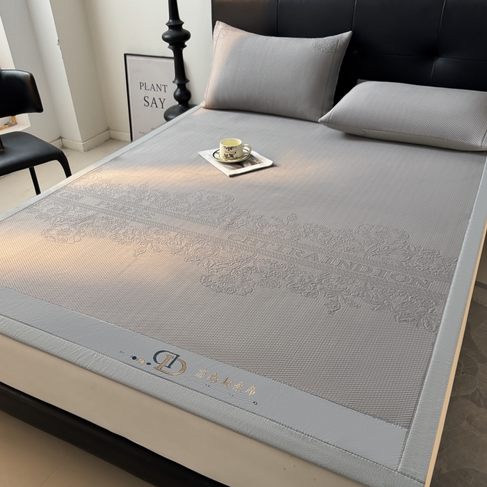 91家纺网 家纺一手货源 找家纺 怡源梦 2025新款A类高分子凉感席席子-巴黎世家系列 巴黎世家 灰色