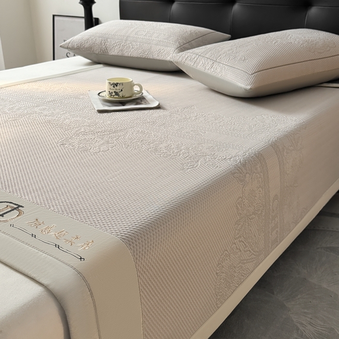 91家纺网 家纺一手货源 找家纺 怡源梦 2025新款A类高分子凉感席席子-巴黎世家系列 巴黎世家 香槟色