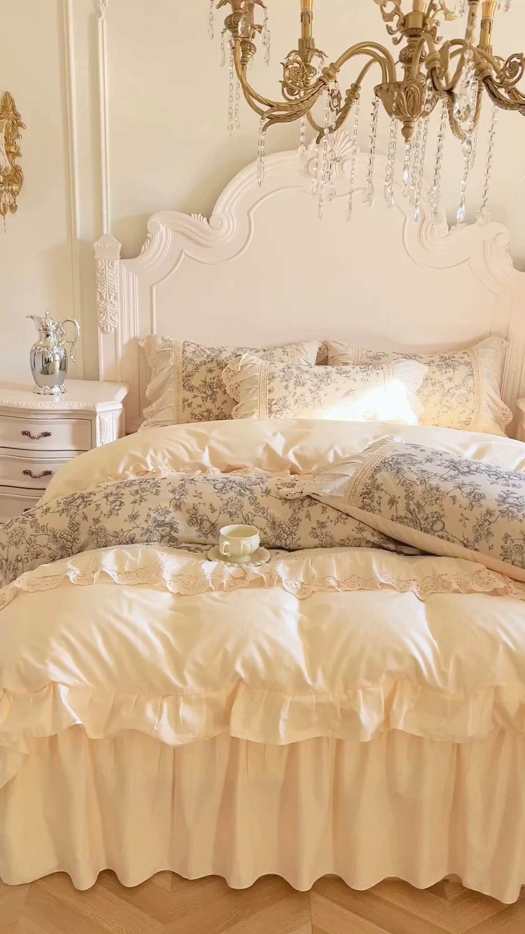 91家纺网 家纺一手货源 找家纺 （总）亲亲公主 2025全棉法式花边四件套公主风