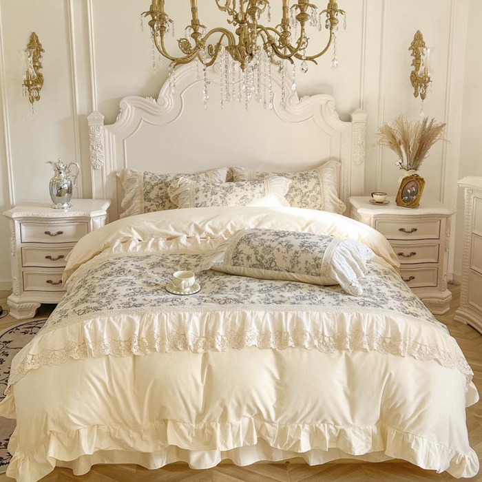 （总）亲亲公主 2025全棉法式花边四件套公主风