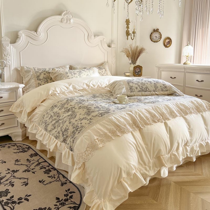 91家纺网 家纺一手货源 找家纺 （总）亲亲公主 2025全棉法式花边四件套公主风