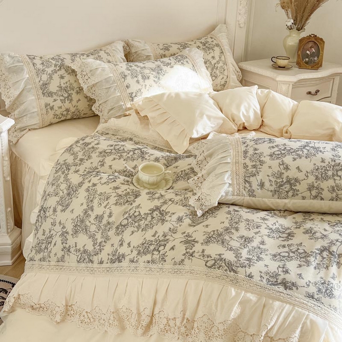 91家纺网 家纺一手货源 找家纺 （总）亲亲公主 2025全棉法式花边四件套公主风