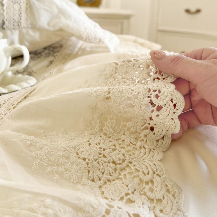 91家纺网 家纺一手货源 找家纺 亲亲公主 2025全棉法式花边四件套公主风 安妮法式