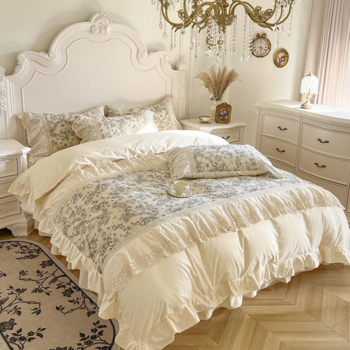 91家纺网 家纺一手货源 找家纺 亲亲公主 2025全棉法式花边四件套公主风 安妮法式