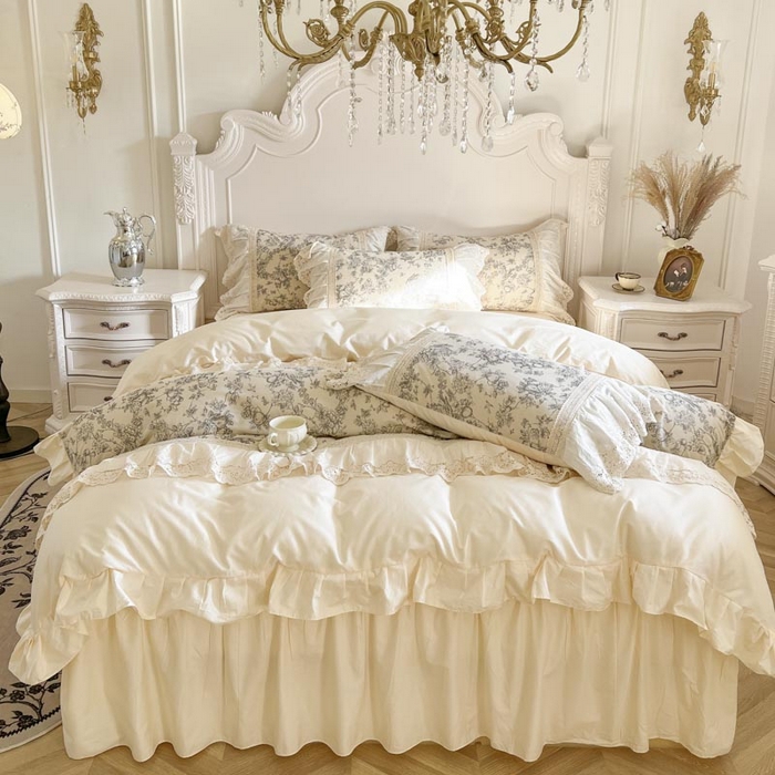 91家纺网 家纺一手货源 找家纺 亲亲公主 2025全棉法式花边四件套公主风 安妮法式