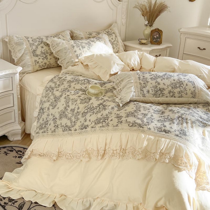 91家纺网 家纺一手货源 找家纺 亲亲公主 2025全棉法式花边四件套公主风 安妮法式