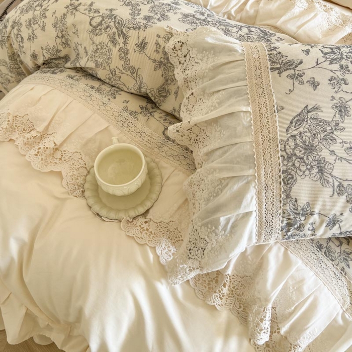 91家纺网 家纺一手货源 找家纺 亲亲公主 2025全棉法式花边四件套公主风 安妮法式