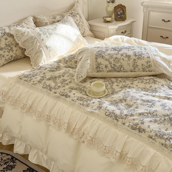 91家纺网 家纺一手货源 找家纺 亲亲公主 2025全棉法式花边四件套公主风 安妮法式