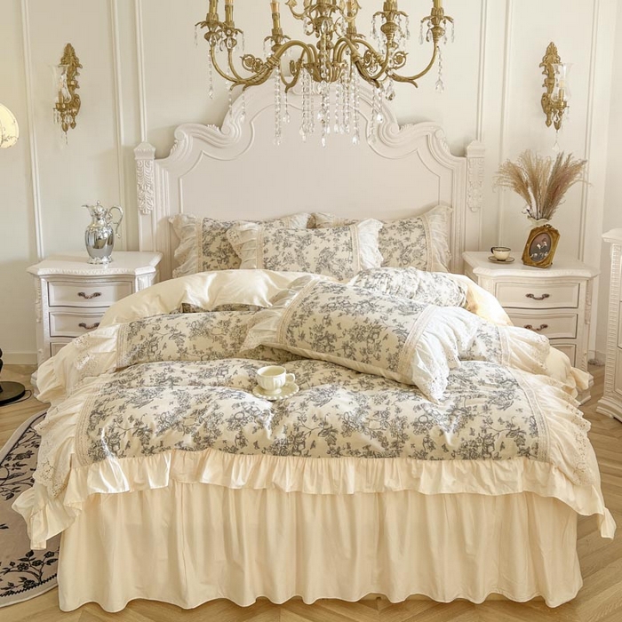 亲亲公主 2025全棉法式花边四件套公主风 莫奈田园法式四件套