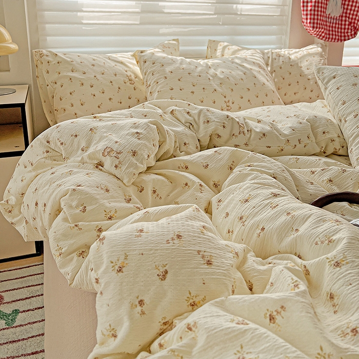 91家纺网 家纺一手货源 找家纺 名品家纺 2025新款云感皱皱双层纱四件套 晴天