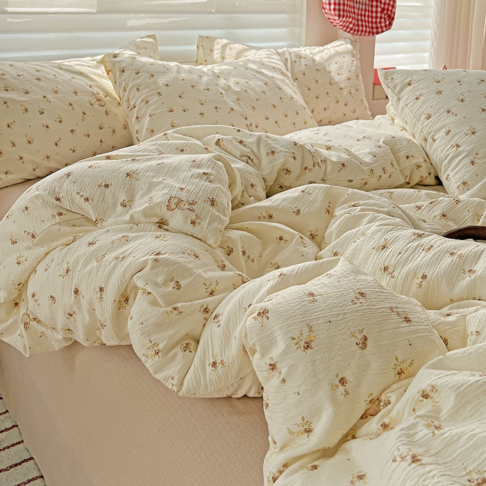 91家纺网 家纺一手货源 找家纺 名品家纺 2025新款云感皱皱双层纱四件套 晴天