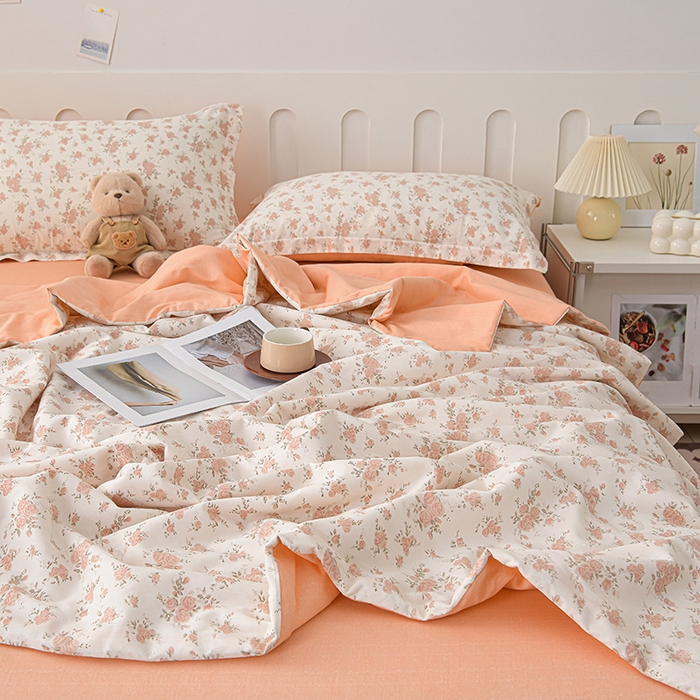 91家纺网 家纺一手货源 找家纺 绘萱家居 2025新款 100%全棉纯棉印花夏被四件套【 花型持续更新】 X春日之花