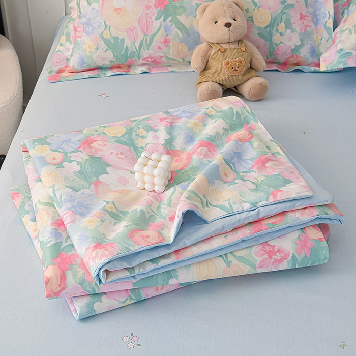 绘萱家居 2025新款 100%全棉纯棉印花夏被四件套【 花型持续更新】 X蒂芙娜-粉