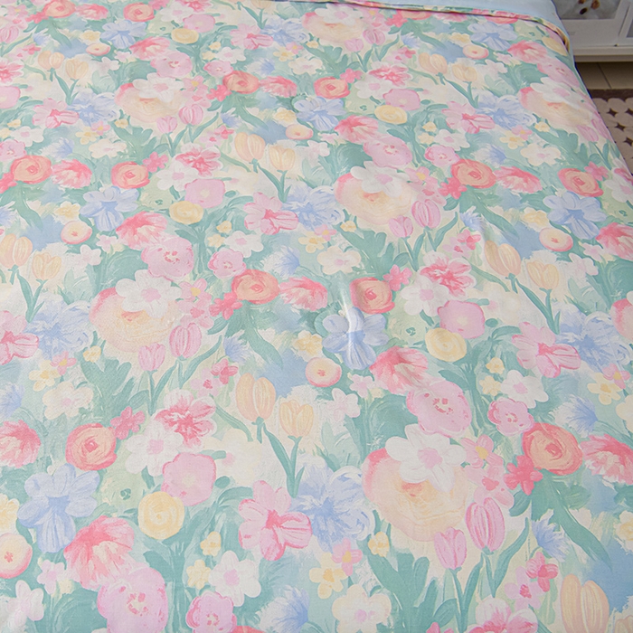 91家纺网 家纺一手货源 找家纺 绘萱家居 2025新款 100%全棉纯棉印花夏被四件套【 花型持续更新】 X蒂芙娜-粉