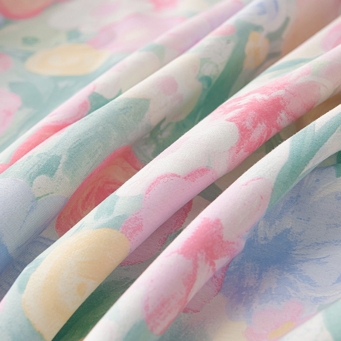 91家纺网 家纺一手货源 找家纺 绘萱家居 2025新款 100%全棉纯棉印花夏被四件套【 花型持续更新】 X蒂芙娜-粉